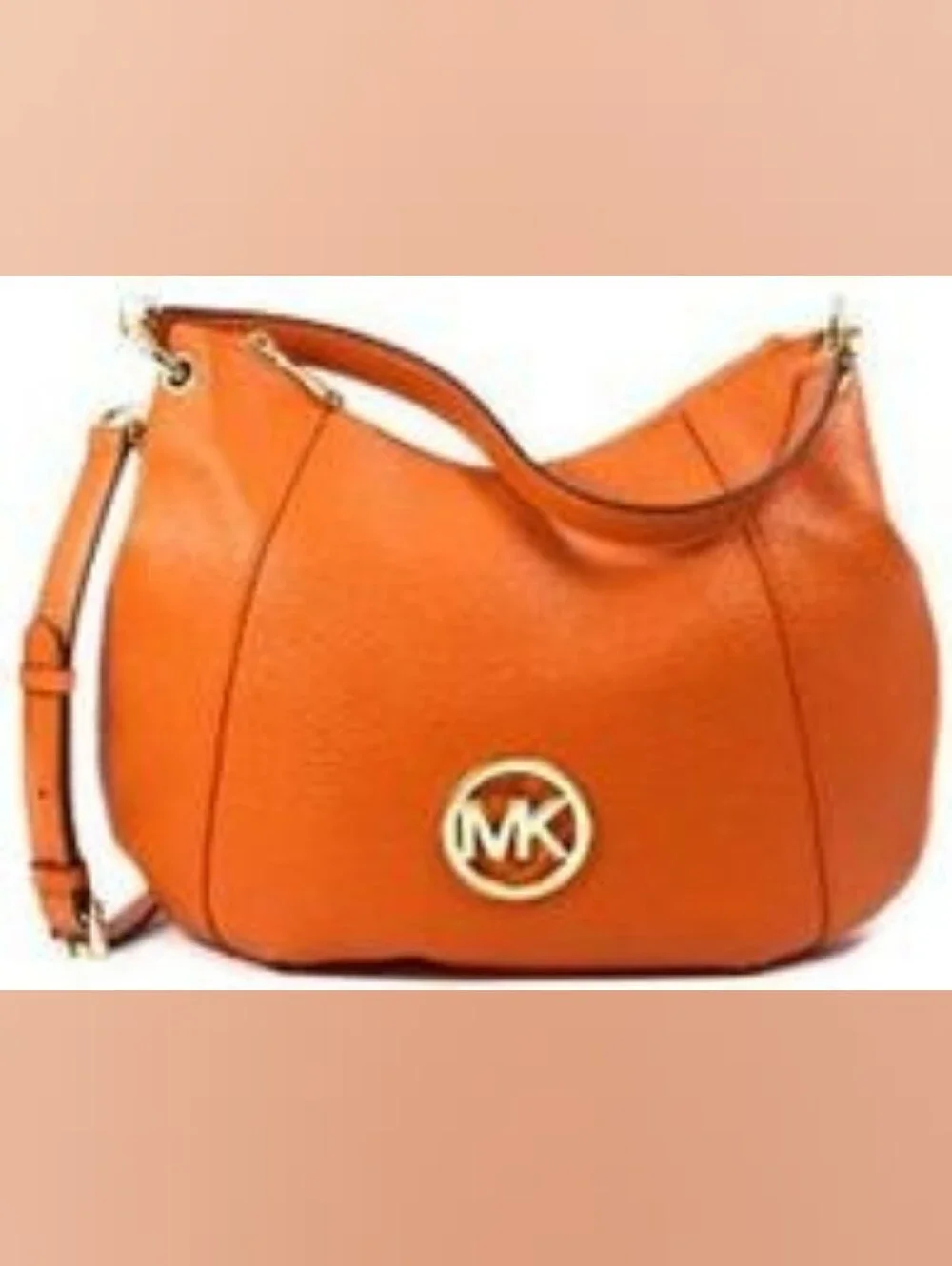 Michael Kors Orange Pebbled Leather Convertible Hobo Bag